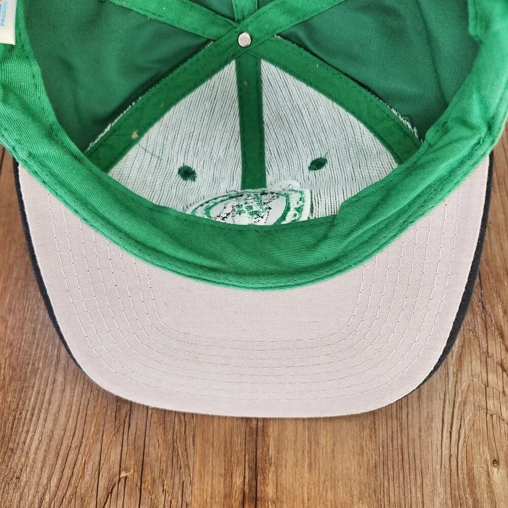 VTG Boston Celtics AJD Snapback Hat Cap Green Black NBA Logo 90s Retro Sports